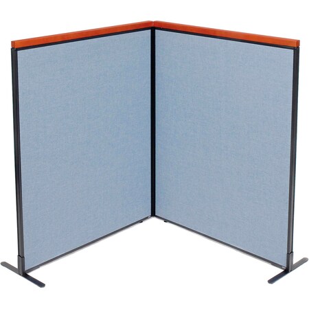 Interion By Global Industrial Interion Deluxe Freestanding 2-Panel Corner Room Divider, 48-1/4inW x 61-1/2inH Panels, Blue 695076BL
